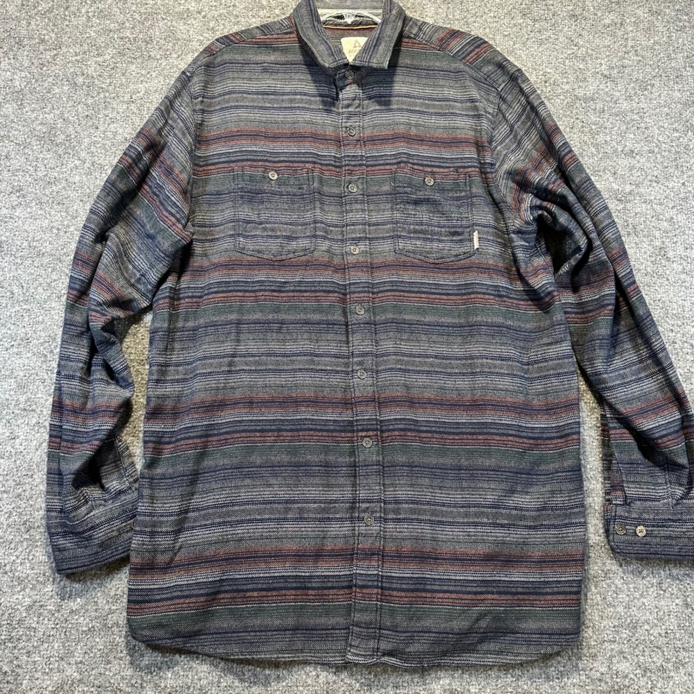 Ascend Flannel Shirt Men XLT Blue Orange Striped Outdoor Gorpcore Hiking